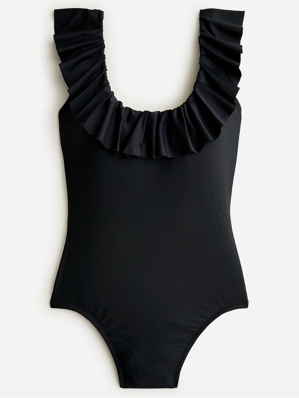 J.Crew. Women’s The Ruffle scoopback one-piece.Black Swimsuit.6.NWT.